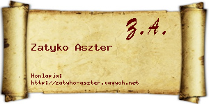 Zatyko Aszter névjegykártya